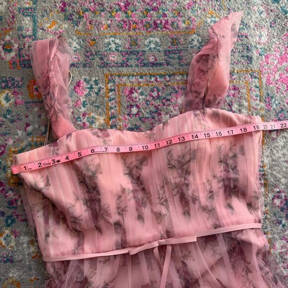 Marchesa Notte Blush Pink Floral Tulle Formal Gown Maxi Dress Women’s Size 18 - Picture 8 of 12